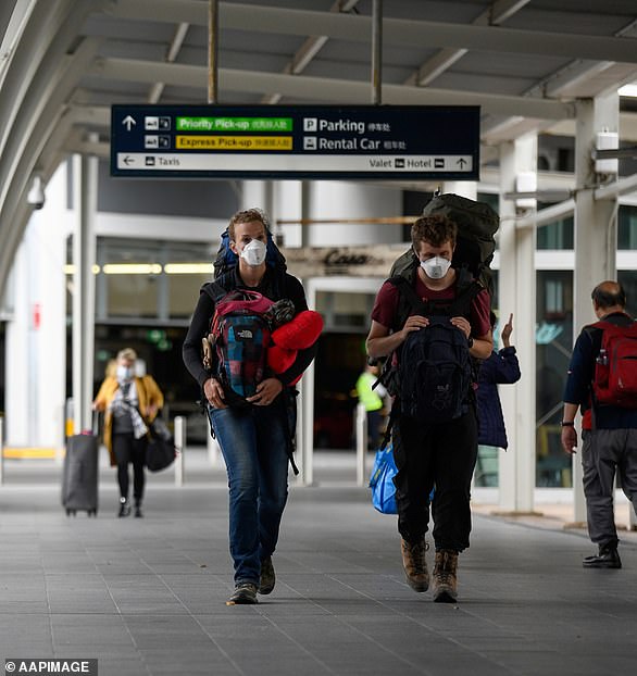 The Government announced most temporary visa holders with working rights will be able to withdraw up to $10,000 of their superannuation for this financial year. Pictured: Departing travellers at Sydney Airport