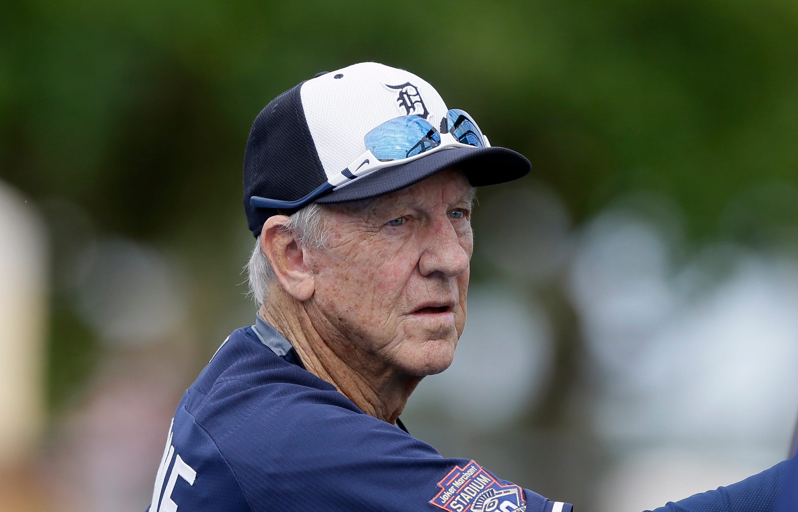 Detroit Tigers' Hall of Famer Al Kaline is seen during pre-game warmups of a spring training exhibition baseball game against the Toronto Blue Jays in Lakeland, Florida, Monday, March 9, 2015.