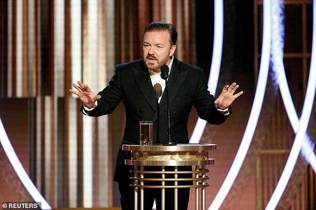 Gervais at the 2020 Golden Globe Awards 2020, where he gave a controversial speech