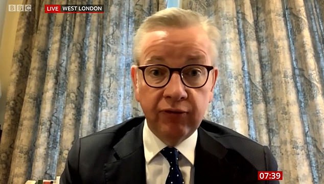 Mr Gove claimed he was not flouting lockdown rules, saying that he received permission from Chris Whitty to have his daughter tested. She did not contract the virus