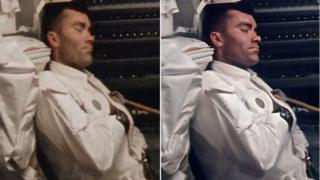 Fred Haise napping, before and after