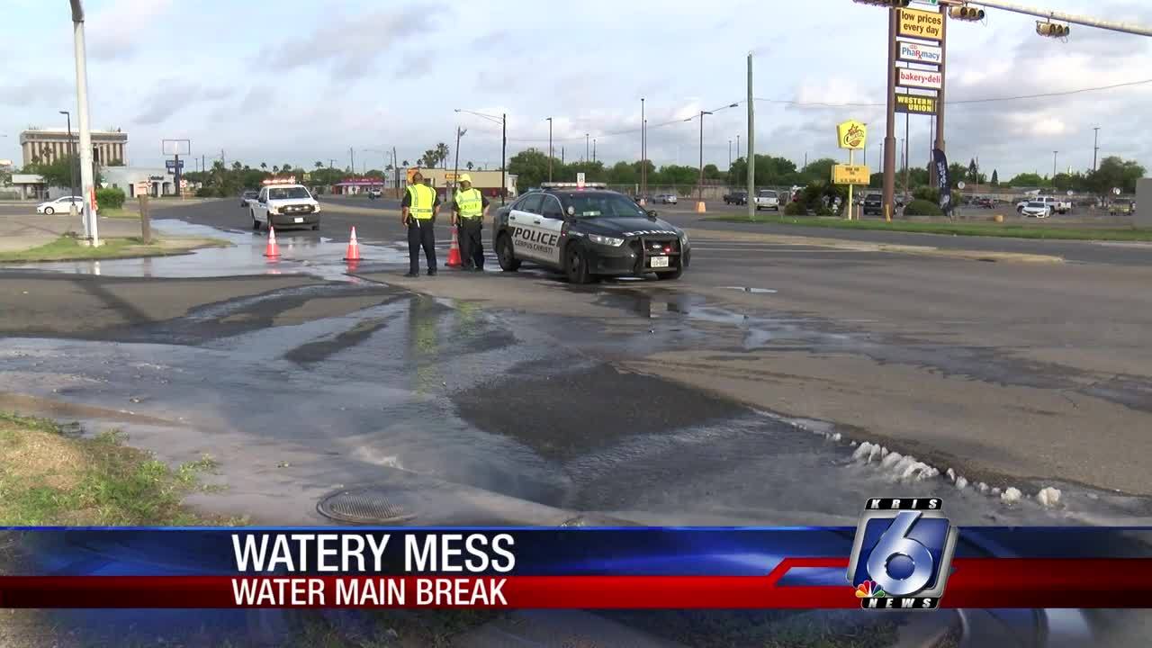 Water main break at Leopard and Nueces Bay Boulevard