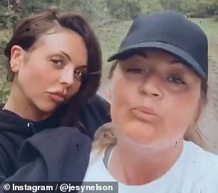 Selfie: The Little Mix star shared a stunning selfie of the pair smiling as they headed out for a walk and penned: 'We got some fresh air today and it made us feel so happy