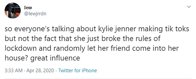 Hypocrite: Twitter users have called Kylie out for breaking social distancing rules