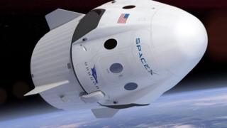 An artist's concept of Spacex Crew Dragon