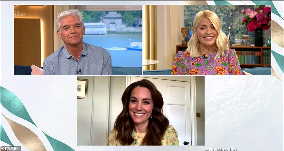 Appearing via video link in the same £495 yellow, silk Raey dress she wore during last night's appearance from Amner Hall, she spoke to Holly Willoughby and Phillip Schofield about the inspiration behind the project,