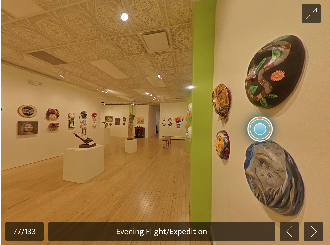A screengrab shows a scene from the Museum of Art Fort Collins' virtual tour of its "Masks" exhibition and auction.