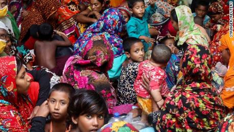 People gather at a cyclone center for protection before Cyclone Amphan made  landfall in Gabura, on the outskirts of Satkhira district, Bangladesh May 20.