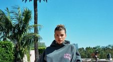 Stunner: Sofia Richie posed for a series of photos in a pair of tiny shorts and an oversized hoodie on Saturday