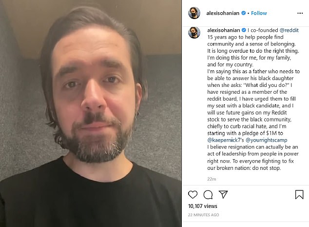 Ohanian made the shock announcement in a video uploaded to his Instagram page around midday Friday