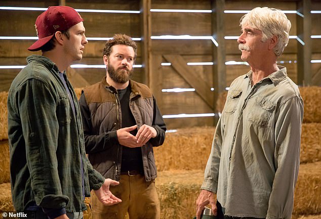 Masterson, center, also starred in Netflix's 'The Ranch' alongside Ashton Kutcher, left, and Sam Elliott, right