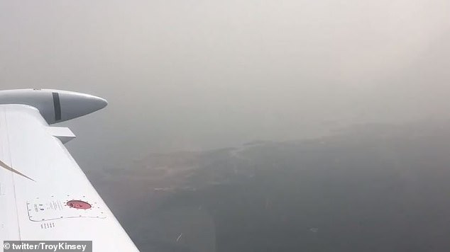 The visibility out of a plane flying over Tallahassee, Florida, Thursday