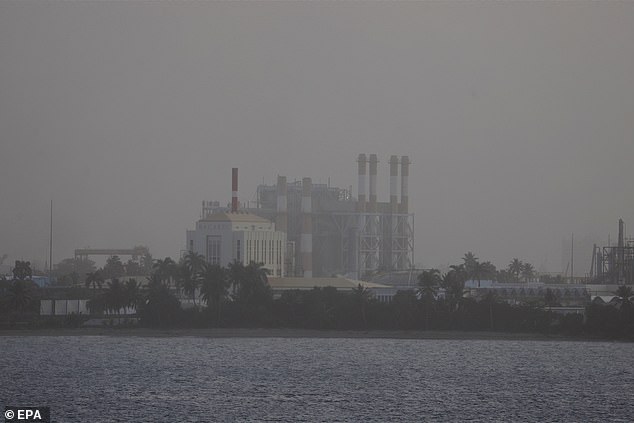 Saharan dust is seen on the Bacardi factory in Catano, Puerto Rico, Monday
