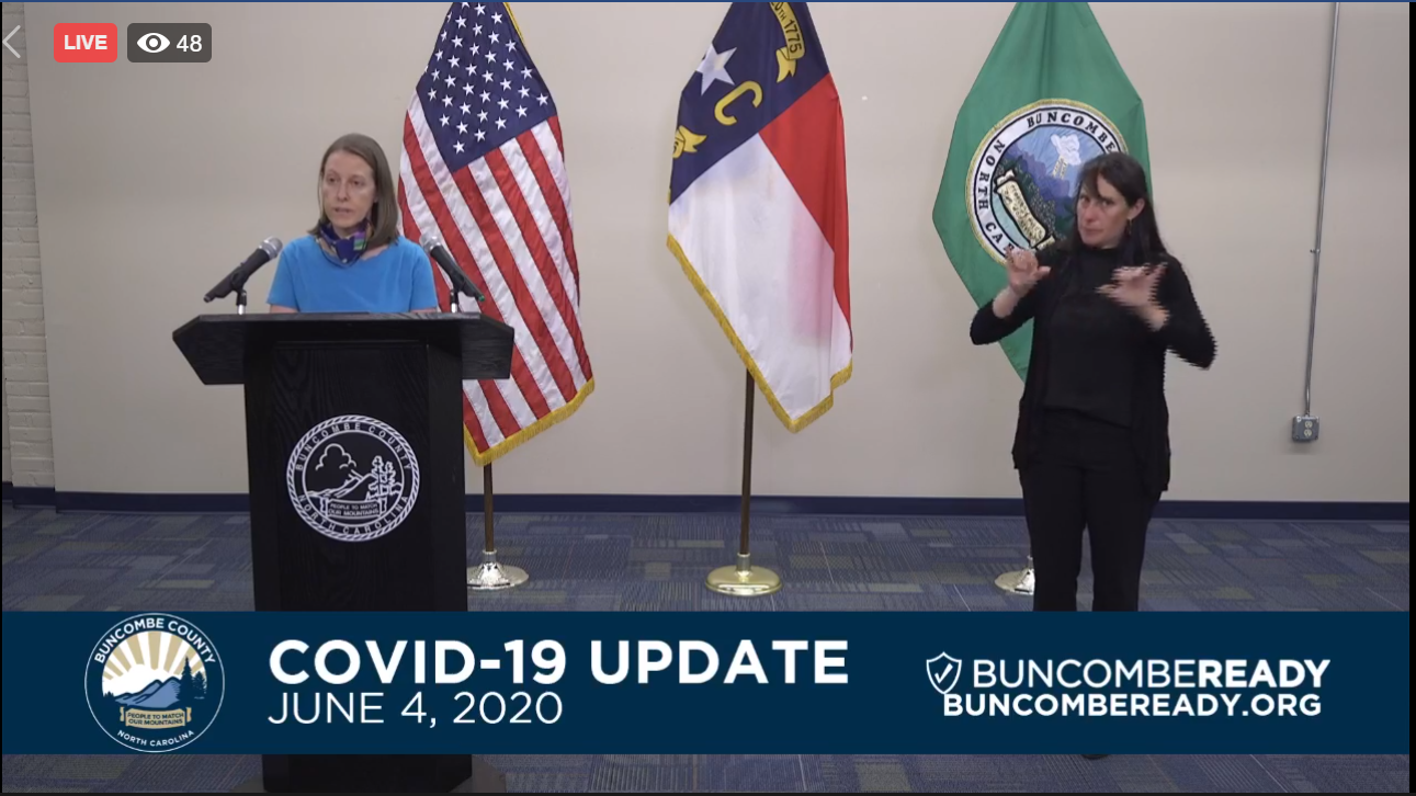 Buncombe interim health director Dr. Jennifer Mullendore speaks in a county coronavirus update June 4, 2020.
