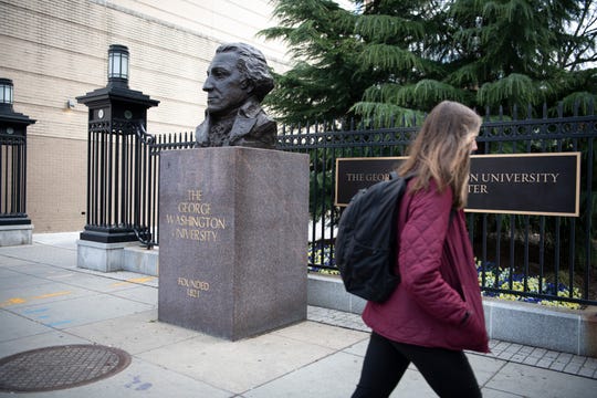 The medical school of George Washington University on March 12, 2020, as students prepared to leave for spring break. Classes went online after spring break as part of precautions in response to the novel coronavirus.