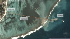 Satellite Image Of Wakashio Shows Vessel About To Break Up 1280 Meters Off The Shore Of Mauritius