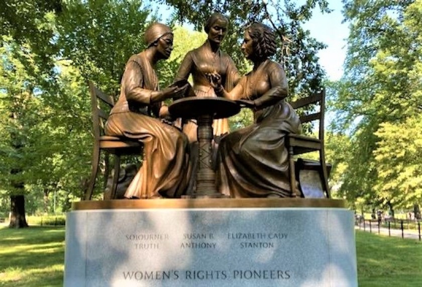 Sojourner Truth, Susan B. Anthony and Elizabeth Cady Stanton, l to r, are in this women's rights statue by Meredith Bergmann.