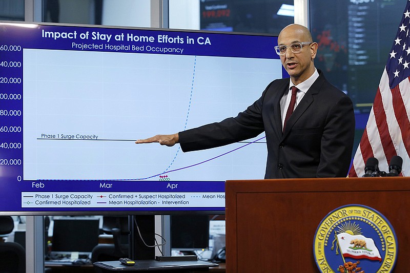 In this April 1, 2020, file photo Dr. Mark Ghaly, secretary of the California...