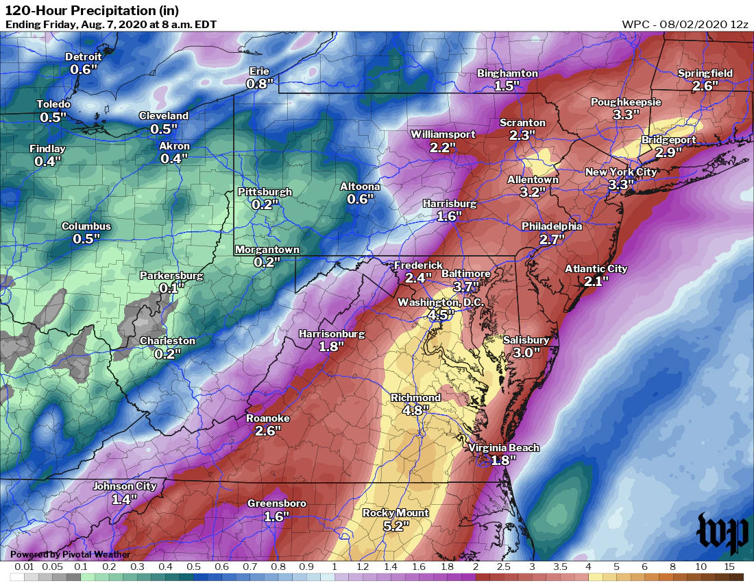 Washington, D.C., Isaias forecast: Flooding rain and strong winds