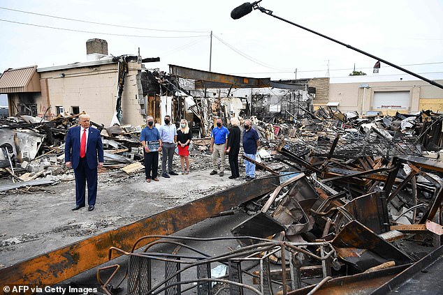President Trump visited Kenosha on Tuesday where he surveyed riot damage and held a roundtable with law enforcement and local officials