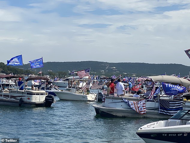 Hundreds of boats are believed to have gathered on the lake on Saturday in support of the president