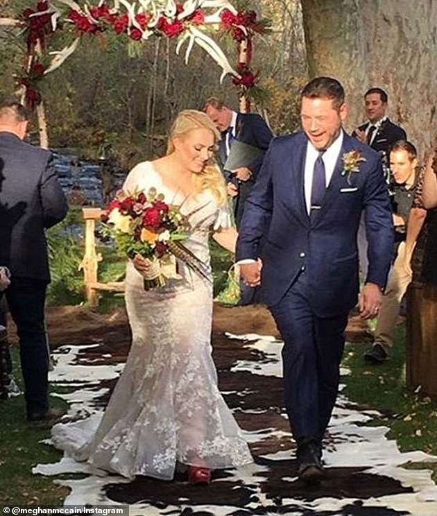 This is their first child McCain and her conservative writer husband Ben Domenech, 38, after they tied the knot in November 2017