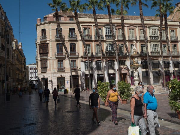 In Malaga, Spain, this summer. Last week, the central bank said the country’s economy could contract 12.6 percent this year.