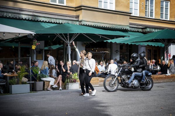 A crowded restaurant in Stockholm last month.