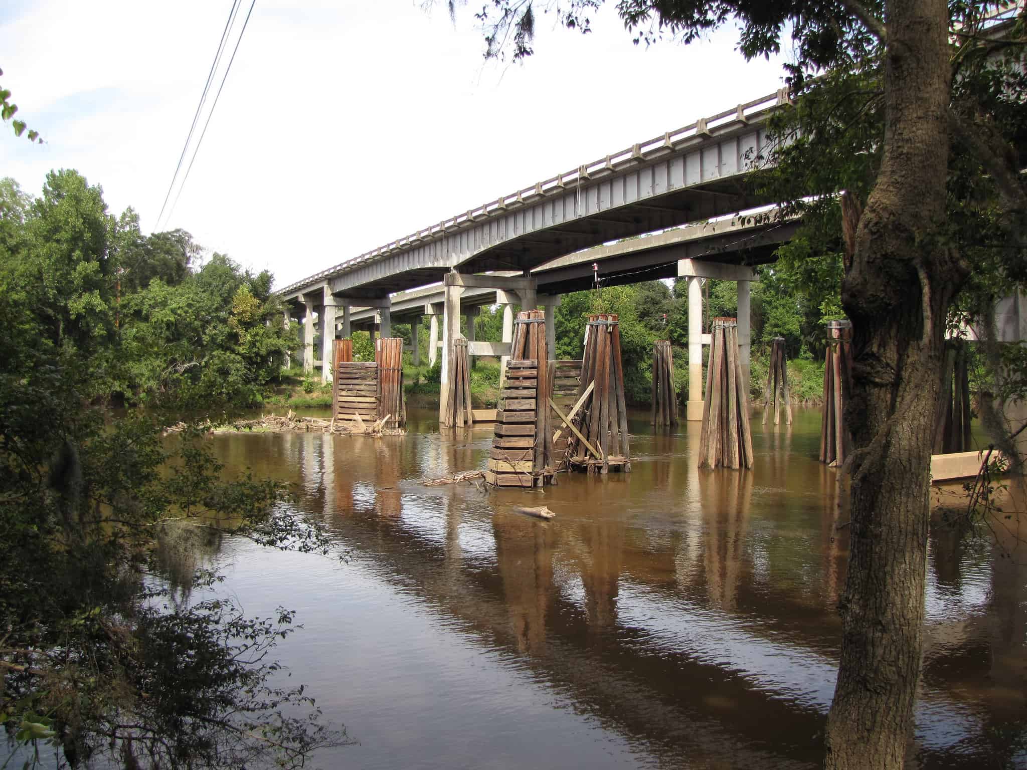shows a bridge over the Cape Fear River, photo taken at the level of the water. GenX has been contaminating the river for years, it's been revealed.