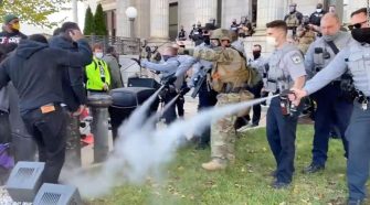Police used pepper spray to break up a North Carolina march to a polling place