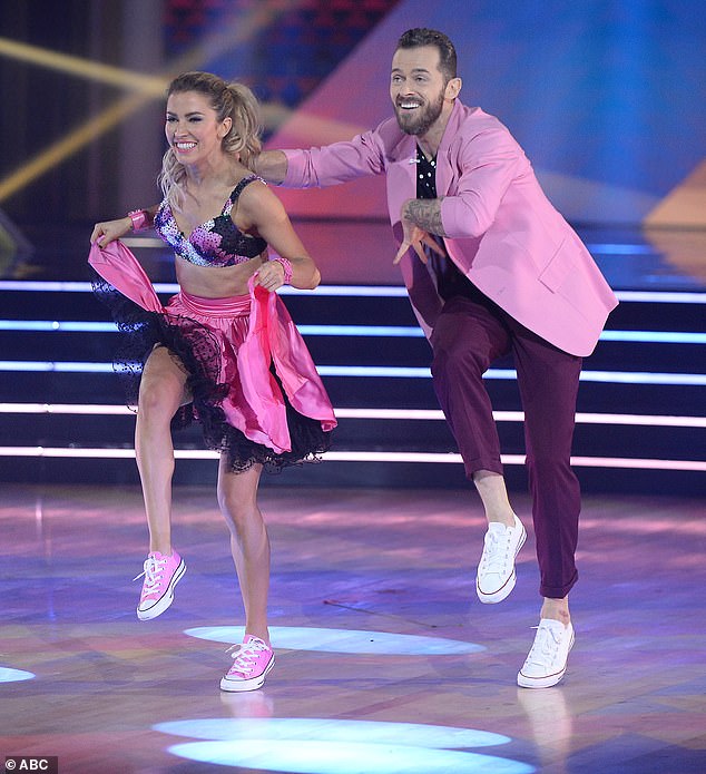 Nice rebound: Kaitlyn and Artem Chigvintsev, 38, rebounded from a weak showing last week to earn 25 points for their jive to Queen's Don't Stop Me Now, plus three points for their samba