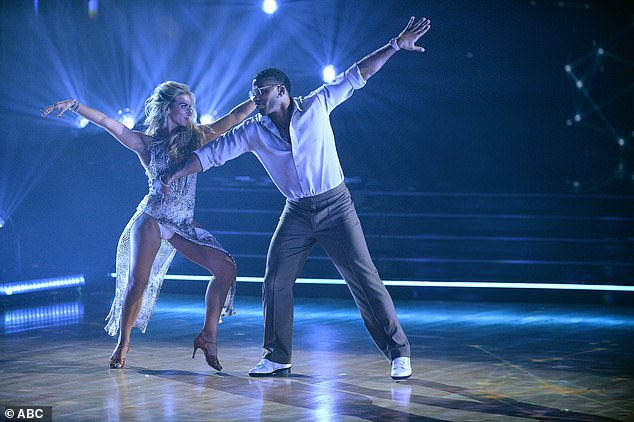Rumba routine: Nelly and partner Daniella Karagach, 28, got just 21 points for their rumba to The Tony Rich Project's Nobody Know