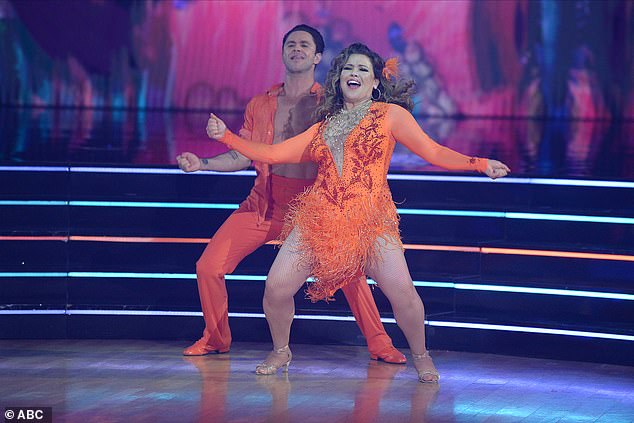 Samba routine: Justina Machado, 48, and Sasha Farber, 36, got 27 points for their samba to Sérgio Mendes' Maghalena, which they dedicated to Justina's One Day At A Time co-star, Rita Moreno, 88