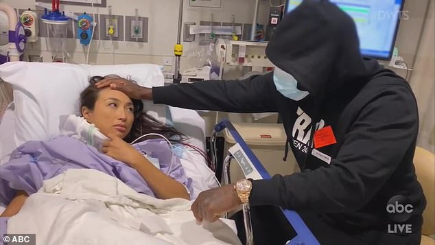 Showing support: Jeannie's rapper fiancé Jeezy, 43, comforted her after the surgery