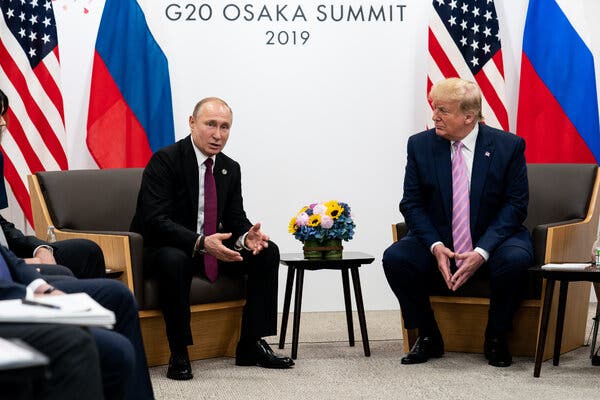 President Trump meeting with President Vladimir Putin of Russia at the G-20 summit in Osaka, Japan, last year.