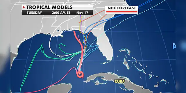 Forecast models show there is still some uncertainty in where Eta may go.