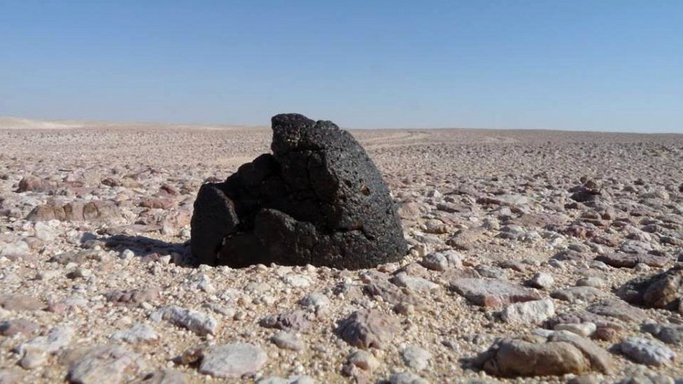 Black rock found in the desert