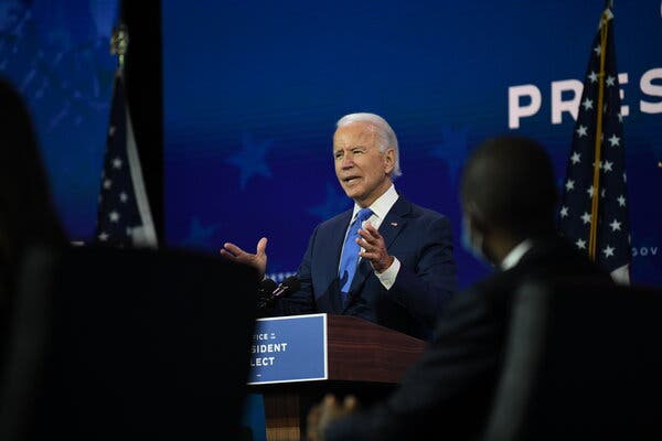 President-elect Joseph R. Biden Jr. speaking in Wilmington, Del., on Tuesday.