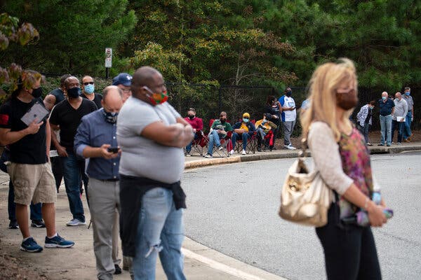People waited in line to vote early in Suwanee, Ga., in October.