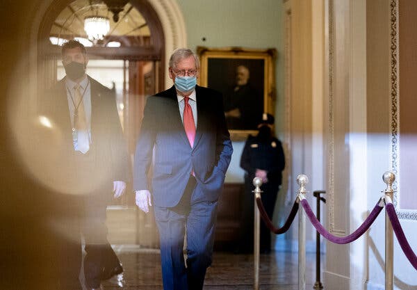 Senator Mitch McConnell, the majority leader, introduced his own competing bill that combined the issue of the $2,000 stimulus checks with two other issues the president had demanded Congress take up.