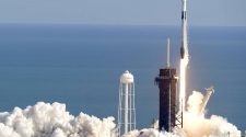 A SpaceX Falcon 9 rocket on a resupply mission to the International Space Station lifts off fro ...