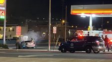 Breaking: Car in flames at south campus gas station