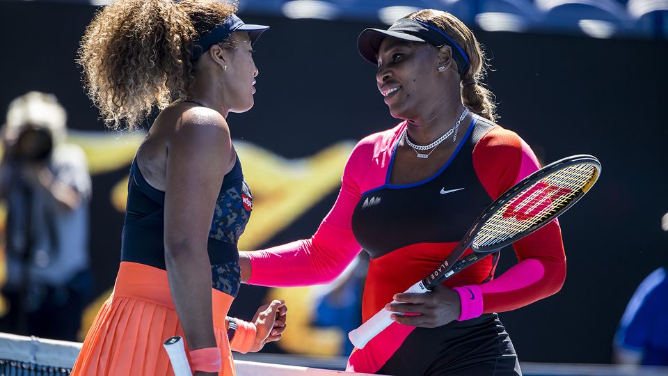 Naomi Osaka and Serena Williams, pictured here after their clash in the Australian Open semi-finals. 