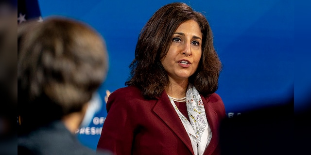 In this Dec. 1, 2020, file photo President-elect Joe Biden's nominee to serve as Director of the Office of Management and Budget Neera Tanden speaks at The Queen theater in Wilmington, Del. (AP Photo/Andrew Harnik, File)