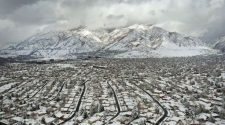 Snow covers the Salt Lake Valley and Wasatch Mountains on Wednesday, Feb. 17, 2021.