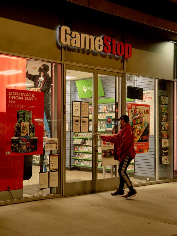 A GameStop store in the Koreatown area of Los Angeles. Jim Bell, the company’s chief financial officer, who joined the company in mid-2019, is leaving.