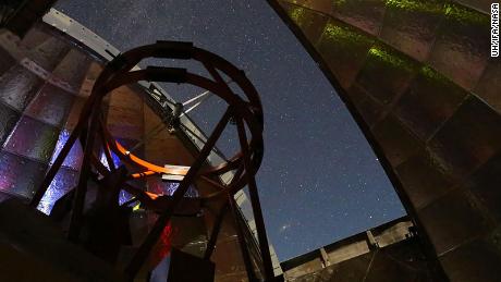 This photo shows the view from inside the dome of NASA&#39;s Infrared Telescope Facility.