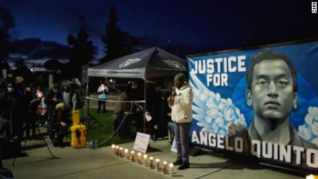 Not long after sitting in court to seek justice for her grandson, Addie Kitchen addressed a candlelight vigil for Angelo Quinto, who died after a confrontation with police.