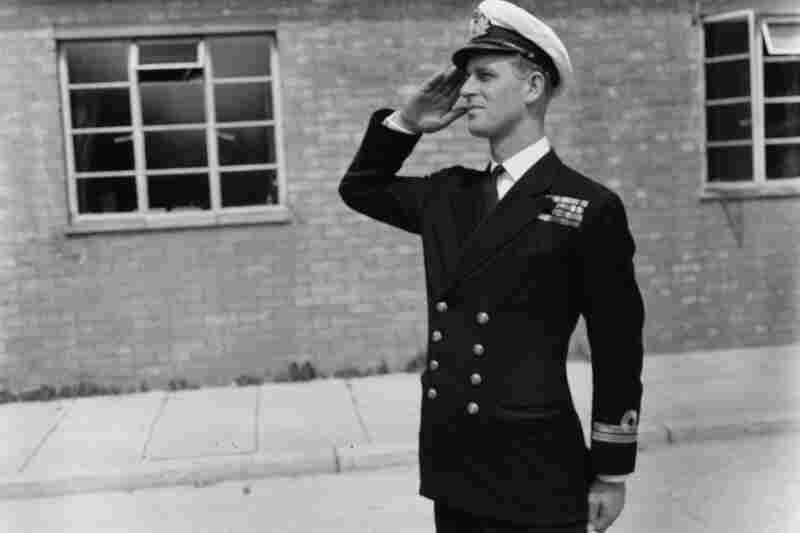 Lt. Philip Mountbatten salutes as he resumes his attendance at the Royal Naval Officers School at Kingsmoor, Hawthorn, England, in summer 1947.