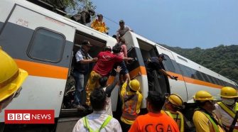 Taiwan: Dozens killed as train crashes and derails in tunnel - BBC News